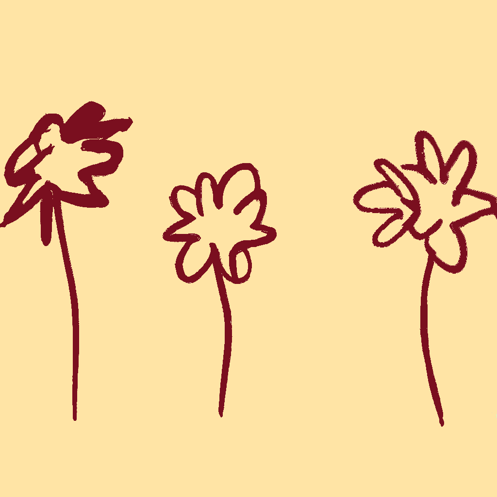 Kinderzeichnung: 3 Blumen
